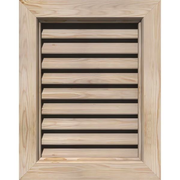 Vertical Gable Vent Primed, Functional, Pine Gable Vent w/ Brick Mould Face Frame, 24